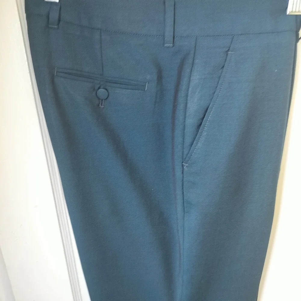 Gucci Mens Wool Mohair Dress Pants Teal Blue‎ Tailored Trousers Size IT 44 US 32